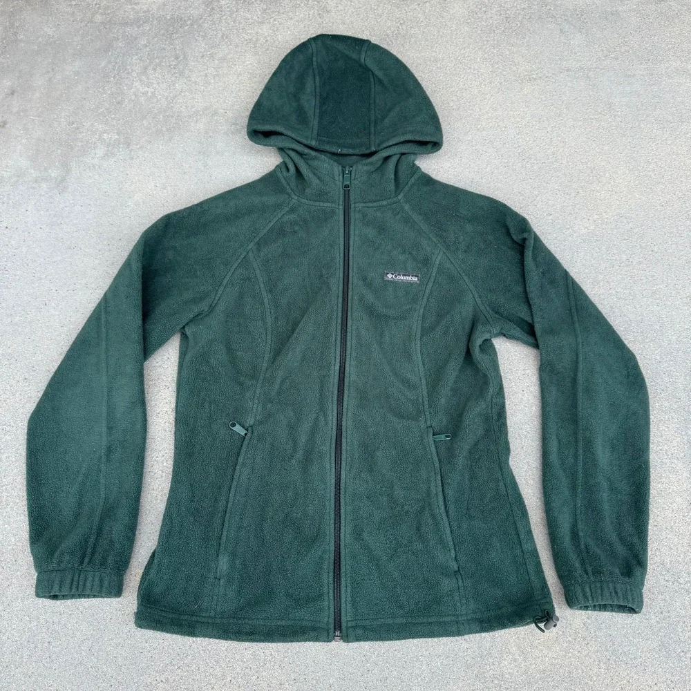 Columbia‎ Womens Forest Green Full Zip Fleece Hoodie Jacket XL0889 Small